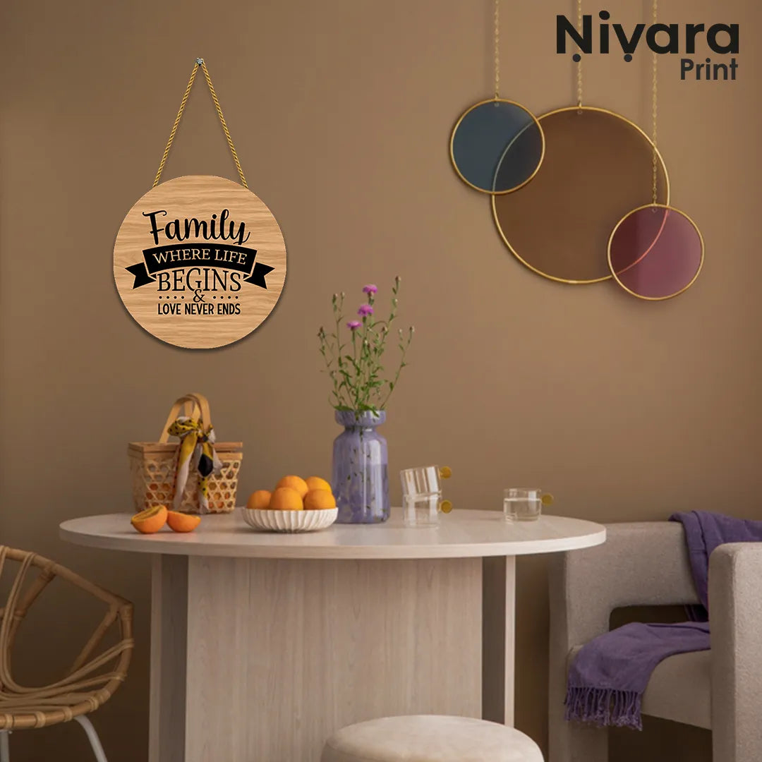 Stickerji Wooden Wall Hanging - Family where life begins & love never ends - Home decor gift - View 6